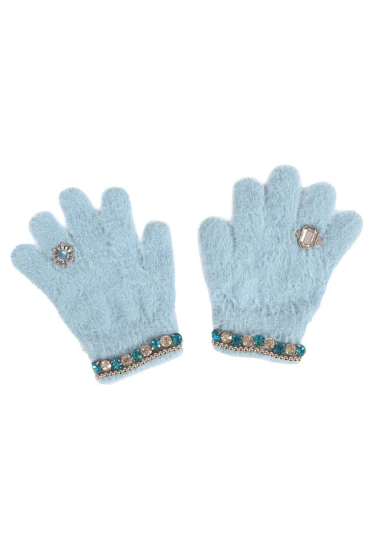 Boujee Bijou Gloves, Light Blue