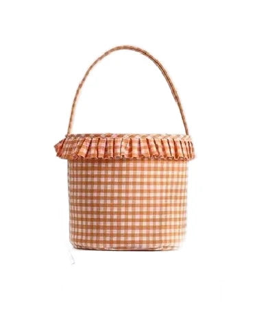 Orange Gingham Ruffled Tote