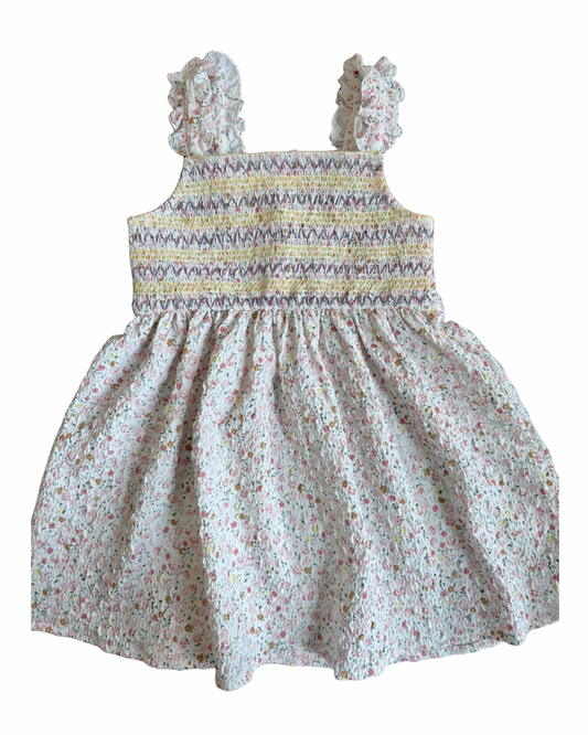 Pink Combo Floral Smocking Top Dress