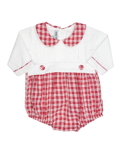 Plaid Boy Bubble, Red/White