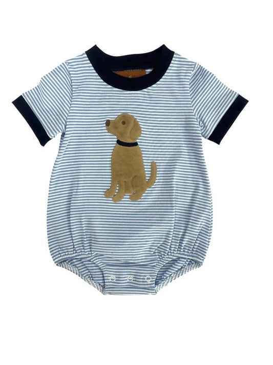 Puppy Applique Boys Bubble
