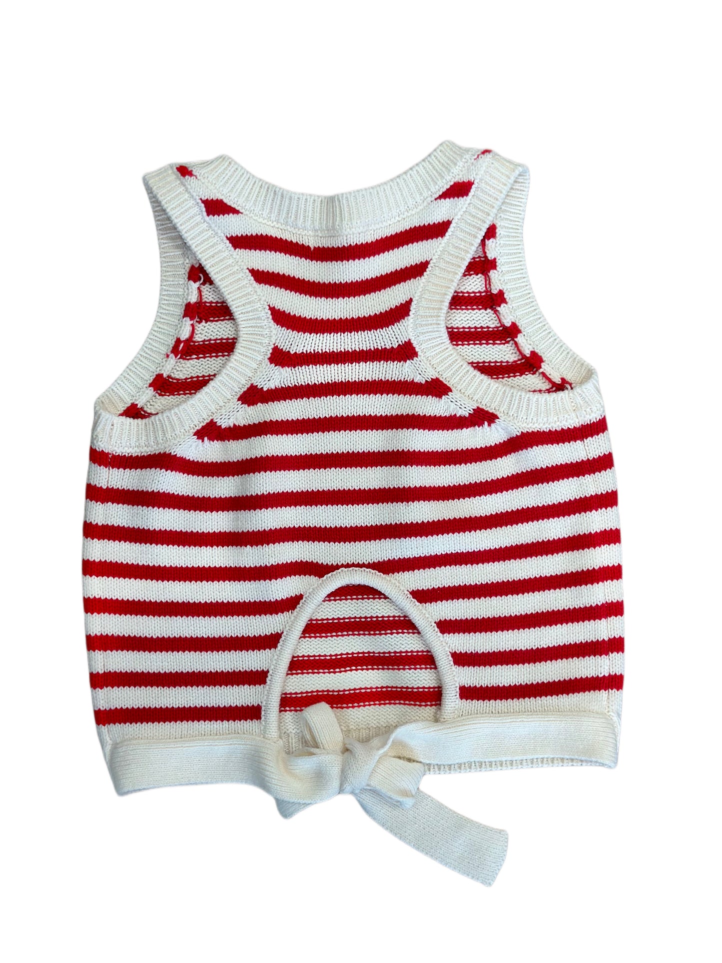 Carrie Stripe Sweater Tank, Red/Cream