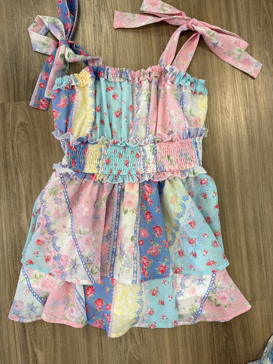 Multi Floral Printed Double Layer Romper