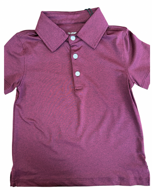 Boys Performance Polo, Maroon Heather