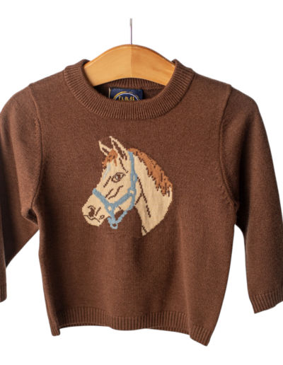 Boys Horse Sweater, Brown