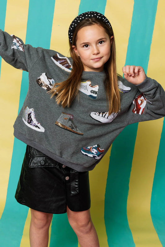 QUEEN Kids Sequin Sneaker Sweatshirt