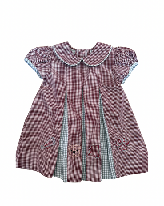 Bulldog Stitched A-Line Gingham Dress
