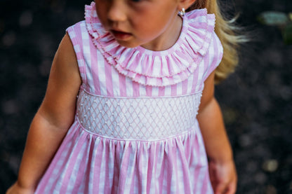 Pink Gingham Dress w/Pearls