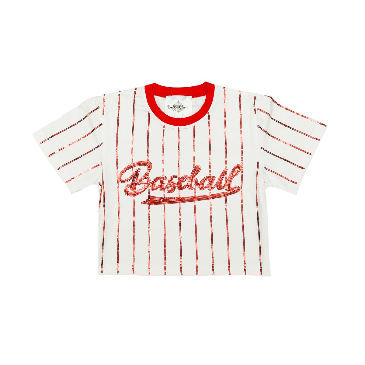 Baseball Sequin Script Tee