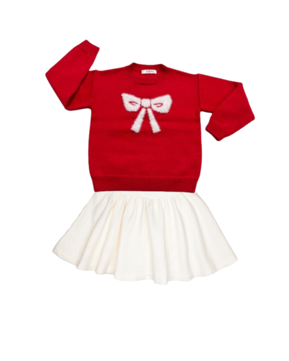 Cindy Bow Red Sweater