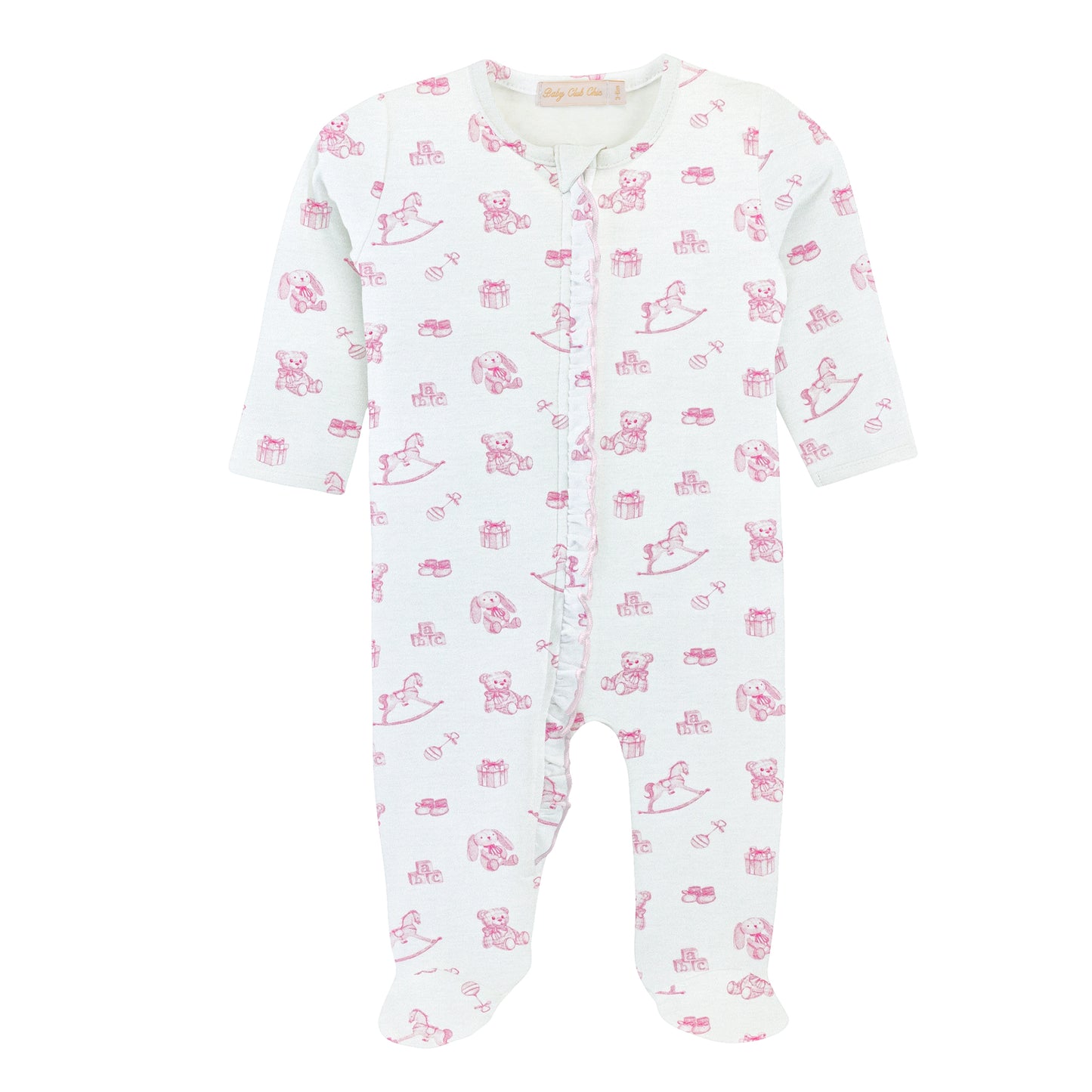 Tiny Baby Toys Girl Zipper Footie w/Ruffles