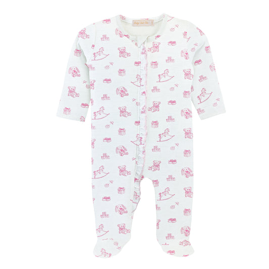 Tiny Baby Toys Girl Zipper Footie w/Ruffles