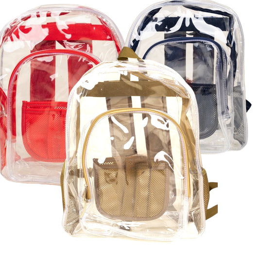 Clear Backpack with Colored Trim (3 color options)