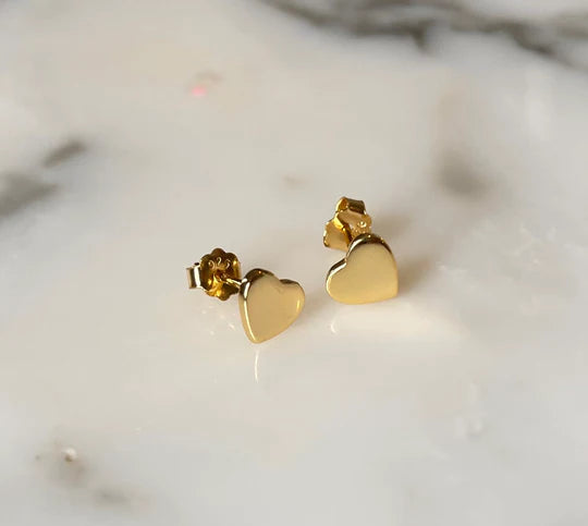 Gold Heart Stud Earrings