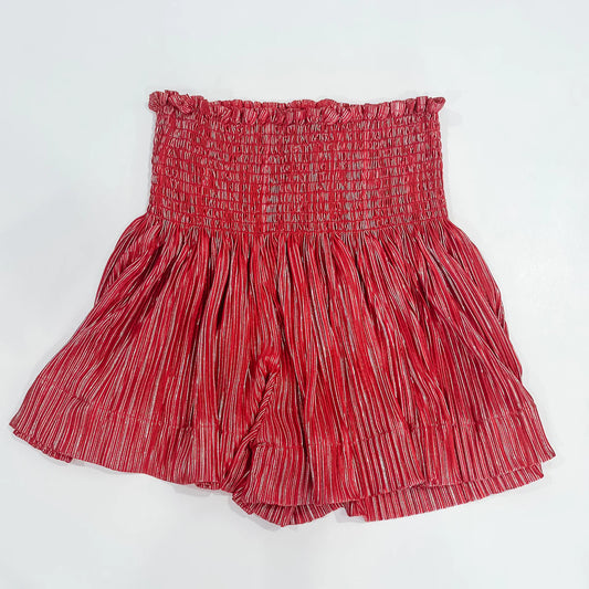 Red/Silver Pleat Swing Shorts