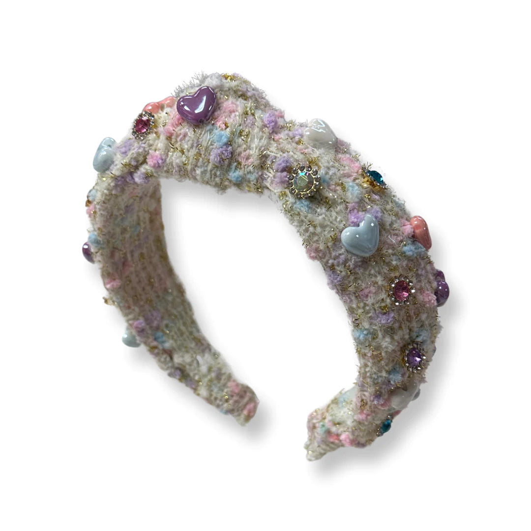 Tweed Heart/Jewel Knot Headband (Color Options)