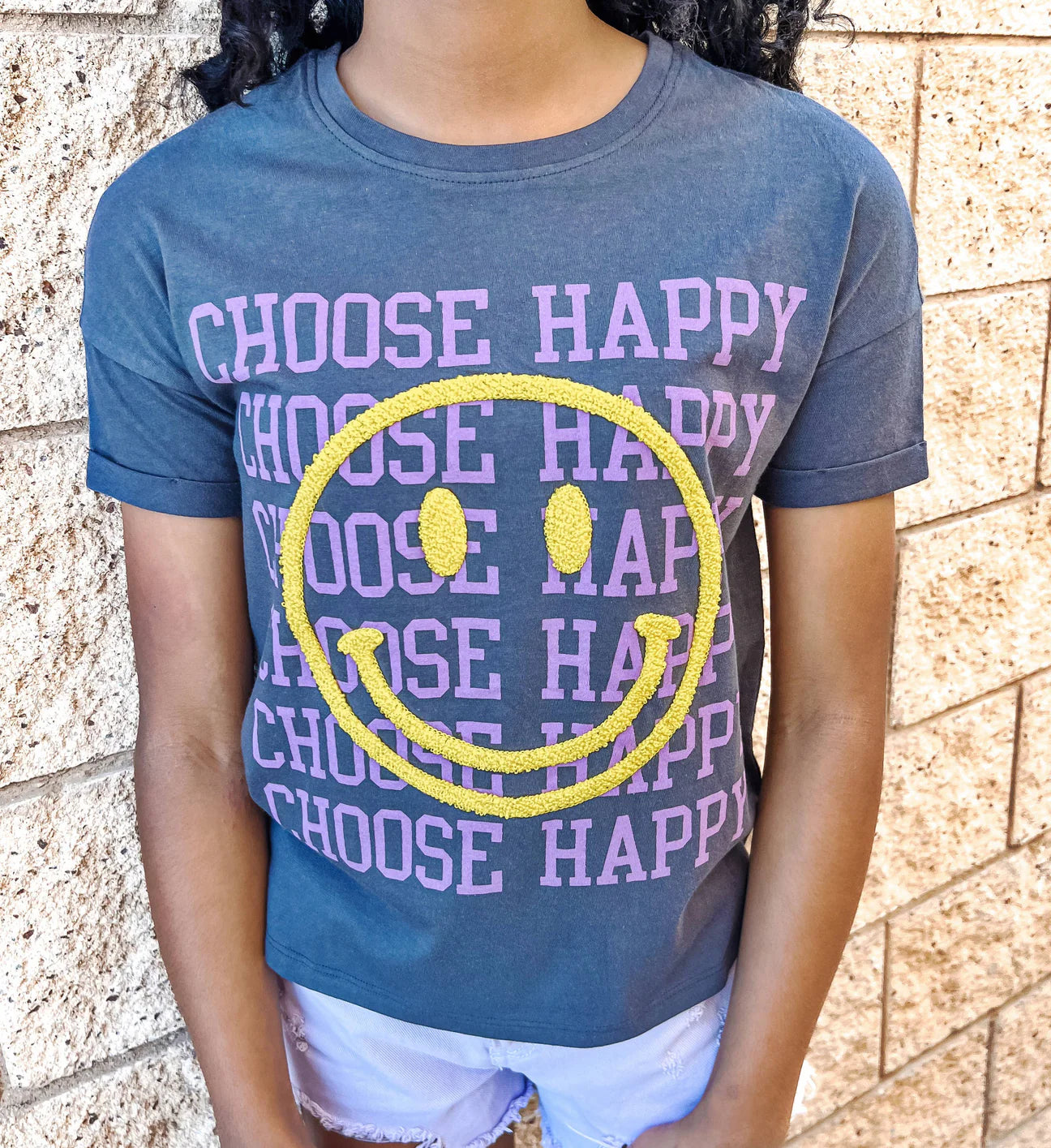 Choose Happy Smiley Patch Tee