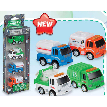 4 pack Micro Town Motors, City Trucks