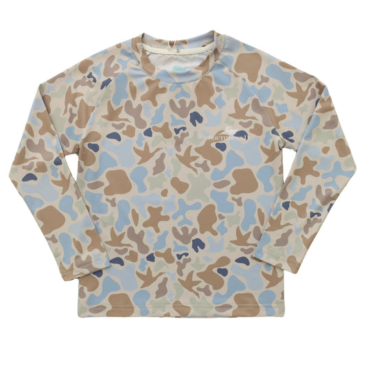Blue Camo Long Sleeve Performance Tee