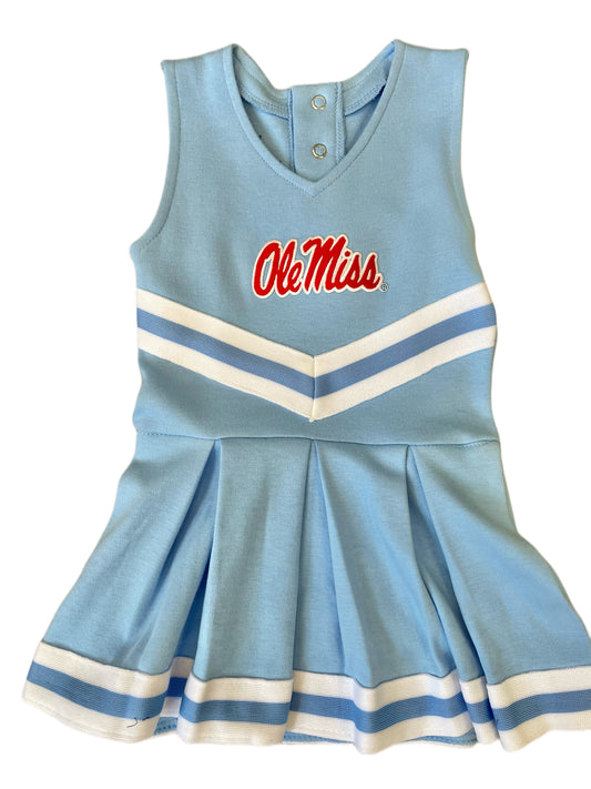 Ole Miss Cheer Bodysuit Dress, Powder Blue