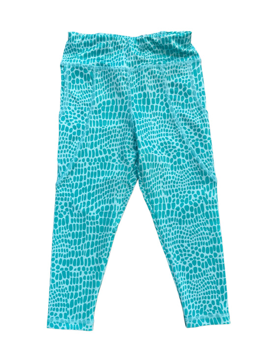 Athleisure Leggings, Aqua Ovals