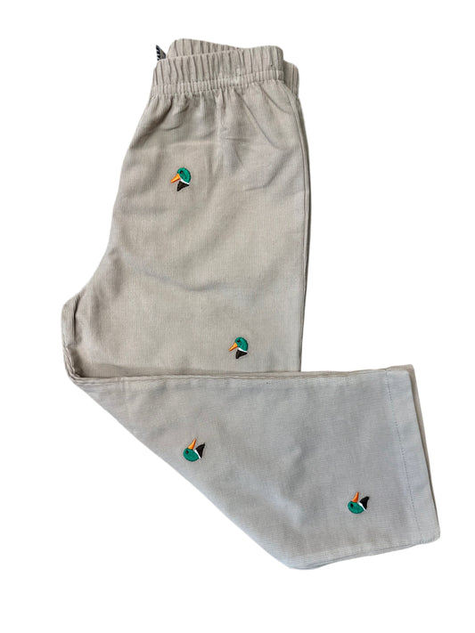 Corduroy Pants, Embroidered Mallard Head