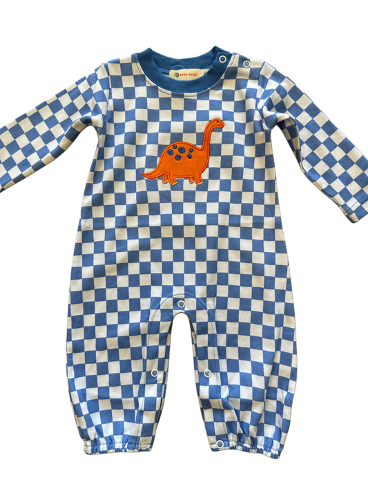 Boys Brontosaurus Checkered Romper