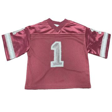Gameday Sequin Football Jersey, Maroon/Silver