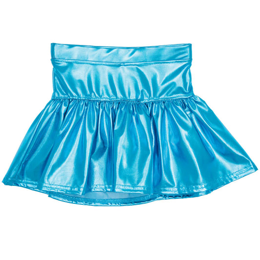 Slick Metallic Gathered Skort, Turquoise