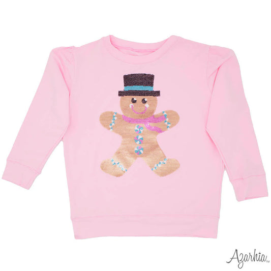 Sequin Gingerbread Sweatshirt, Pink