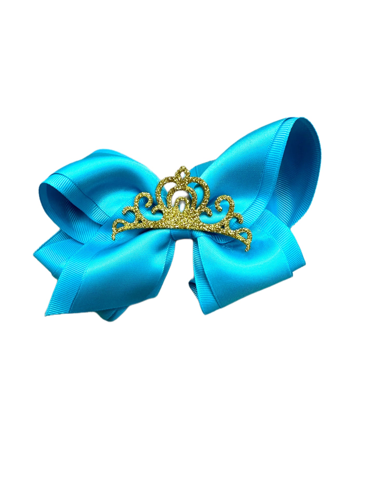 Sml King Grosgrain Bow w/Satin Overlay and Glitter Crown