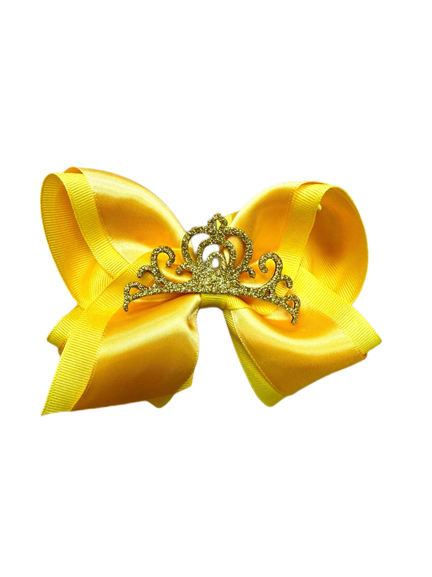 Sml King Grosgrain Bow w/Satin Overlay and Glitter Crown