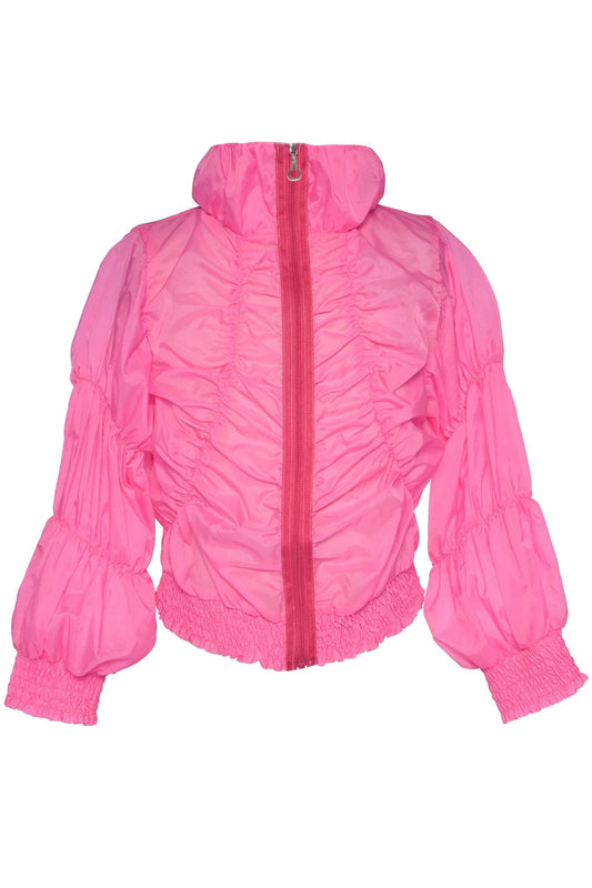 Ruched Parachute Jacket, Hot Pink