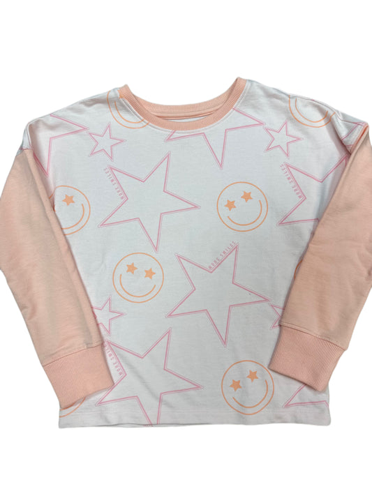 Colorblock Happy Face / Star Sweatshirt