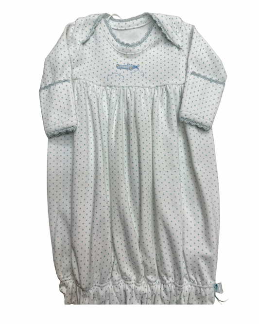 Mini Embroidered Airplane Gown, Lt Blue