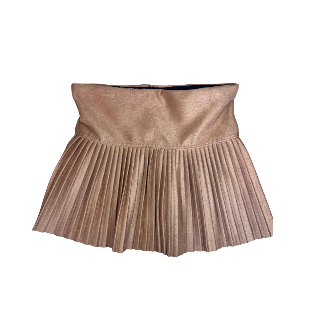 Suede Pleated Skort, Camel