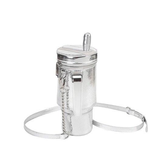 Take A Sip Water Cup Crossbody Purse, Silver