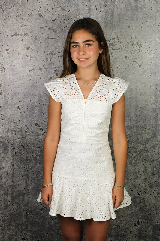 Emery Eyelet Dress, White