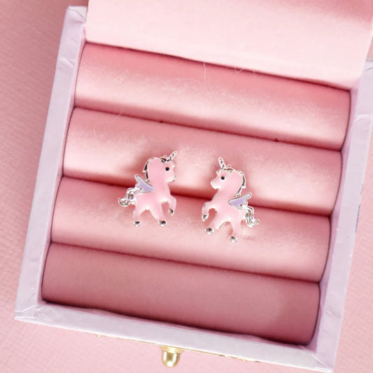 Pink Unicorn Earrings, Boxed