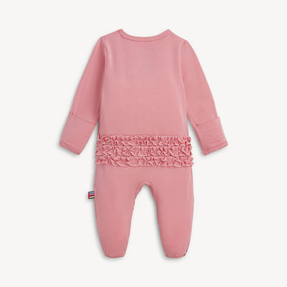 Tickled Pink Modal Magnetic Footie w/Ruffles