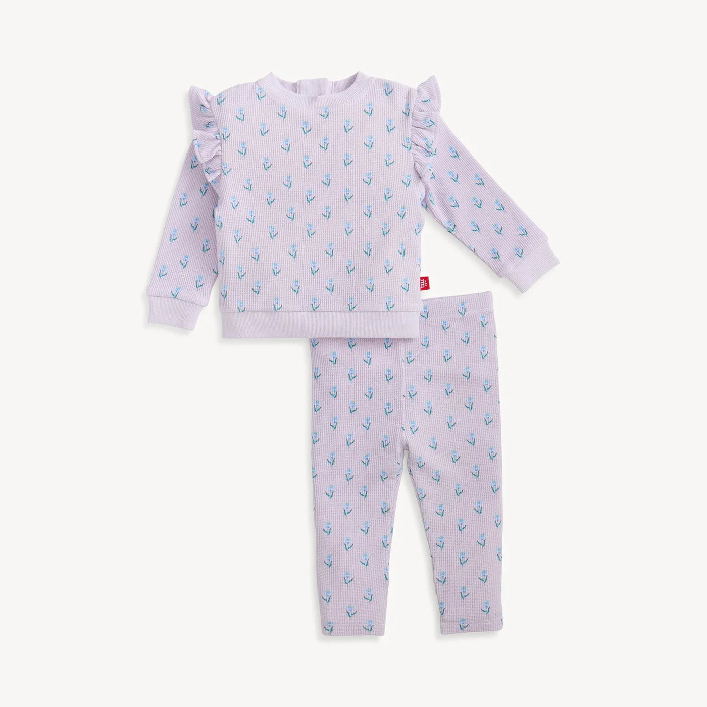 Floral Waffle Pant Set, Lavendar