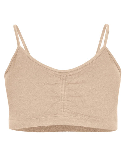 Girls 2pk Gathered Front Cup Bra, Beige