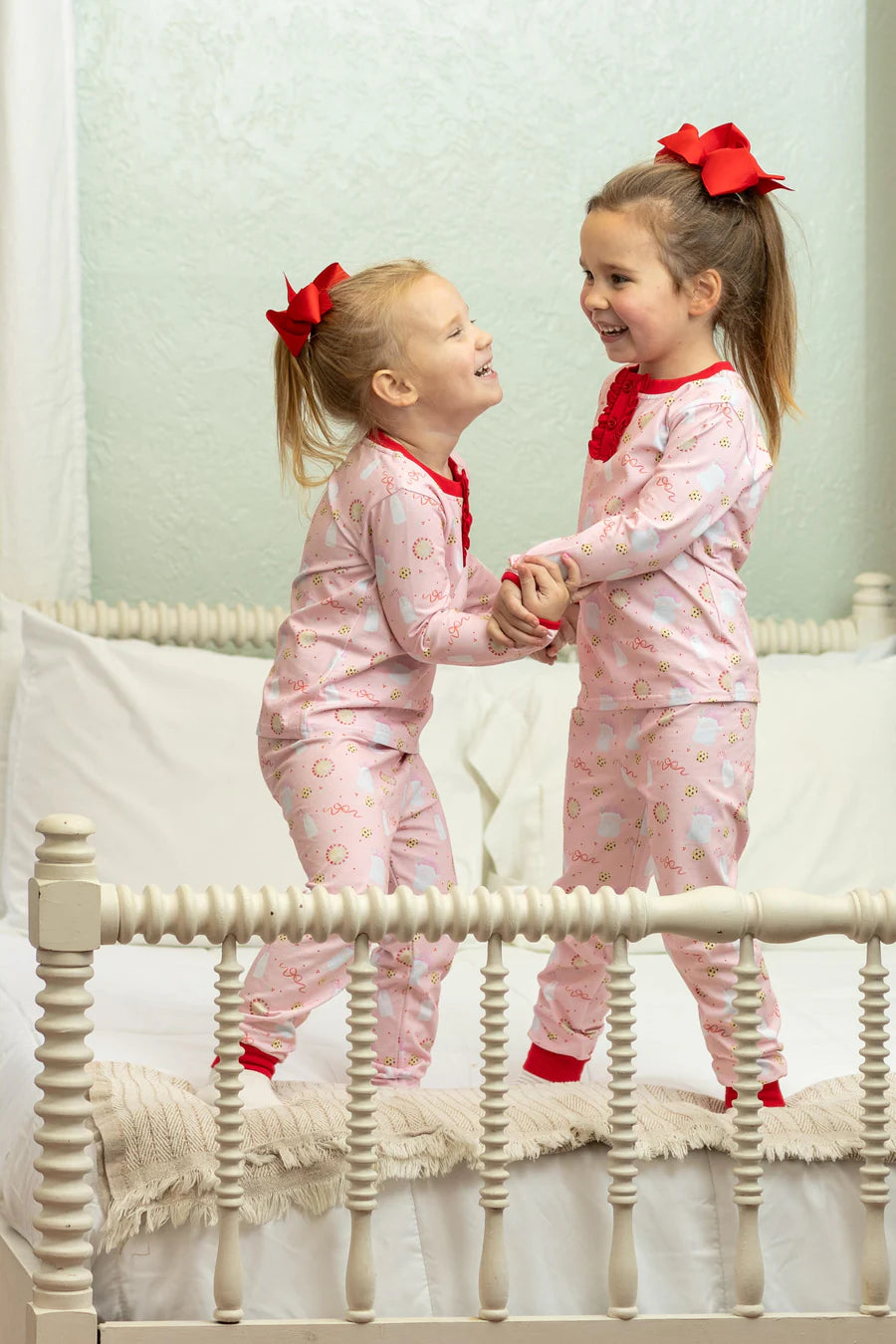 Milk & Cookies Ruffle PJ Set, Pink