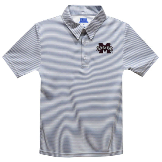 Mississippi State Stripe Performance Polo, Grey