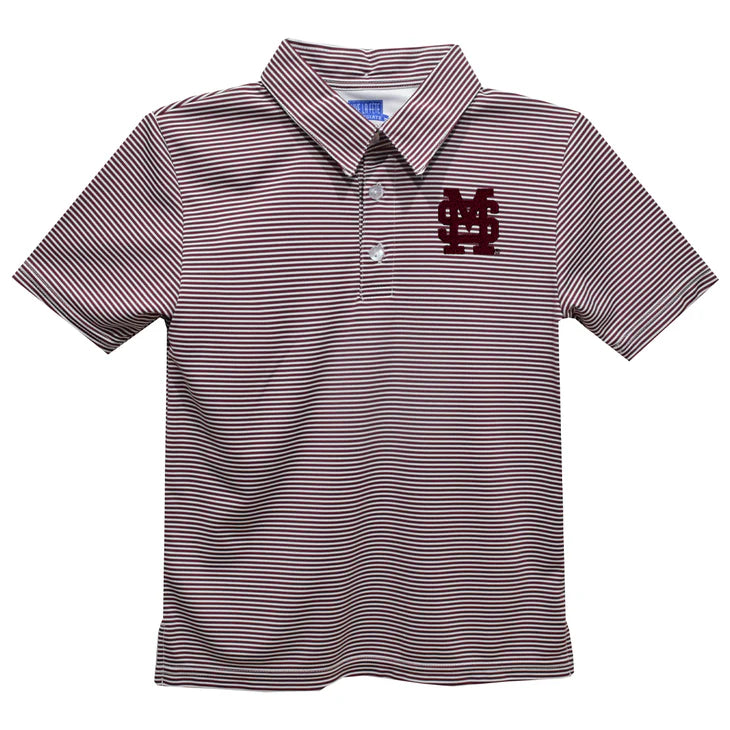 Mississippi State Stripe Performance Polo, Maroon
