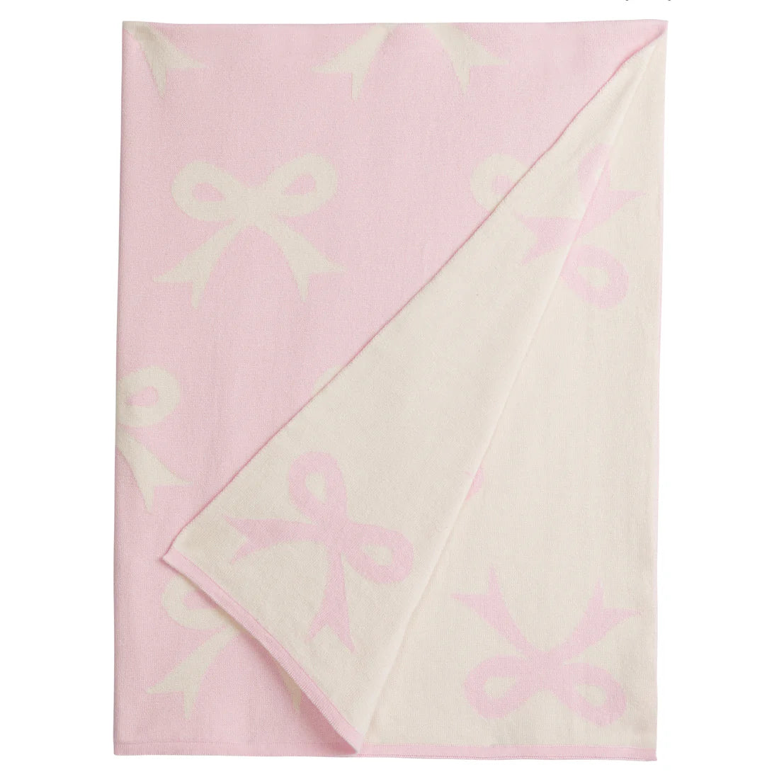 Pink Bow Reversible Knitted Nursery Blanket