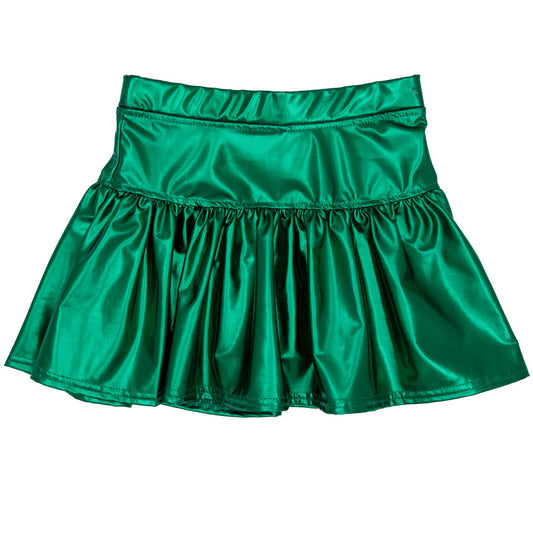 Slick Metallic Gathered Skort, Green