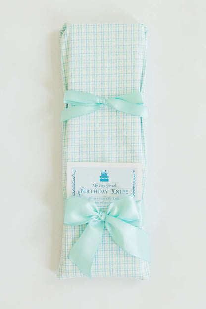 Pastel Mint Seersucker Cake Knife for Birthday