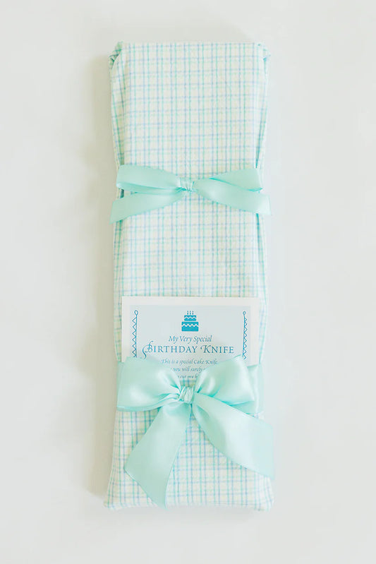 Pastel Mint Seersucker Cake Knife for Birthday