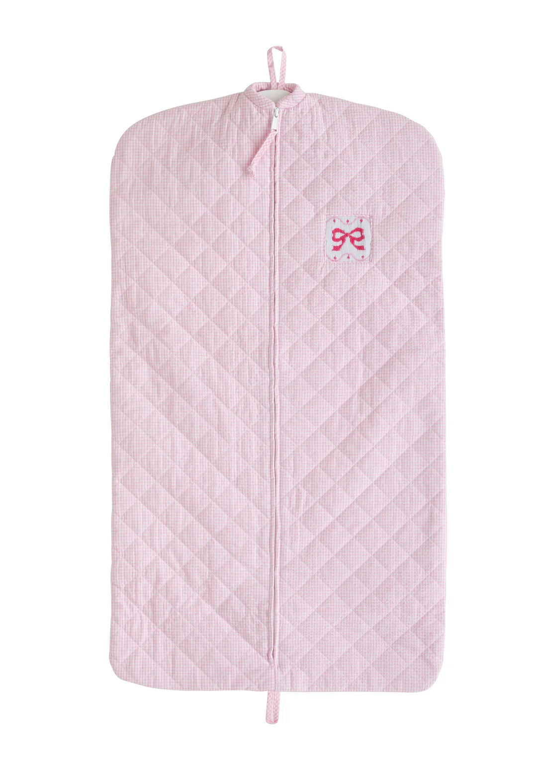 Smocked Bow Seersucker Garment Bag, Pink